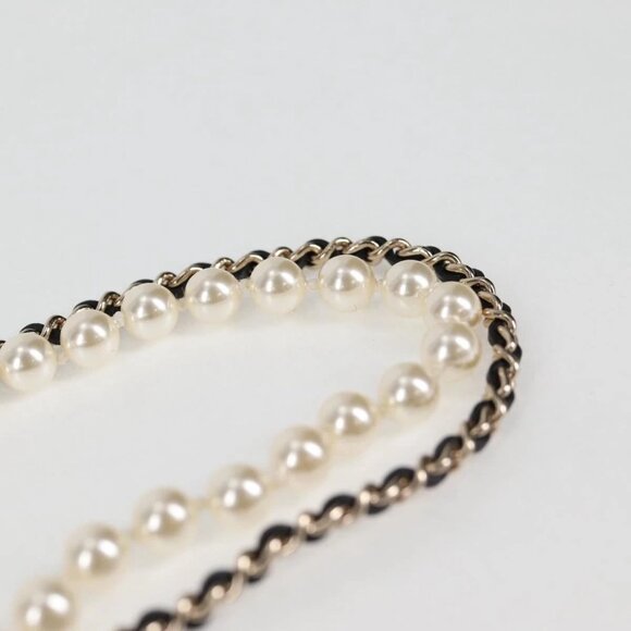 CHANEL Matelasse 2021S Pearl Necklace Metal Gold tone CC Auth 131853SM - Picture 9 of 16